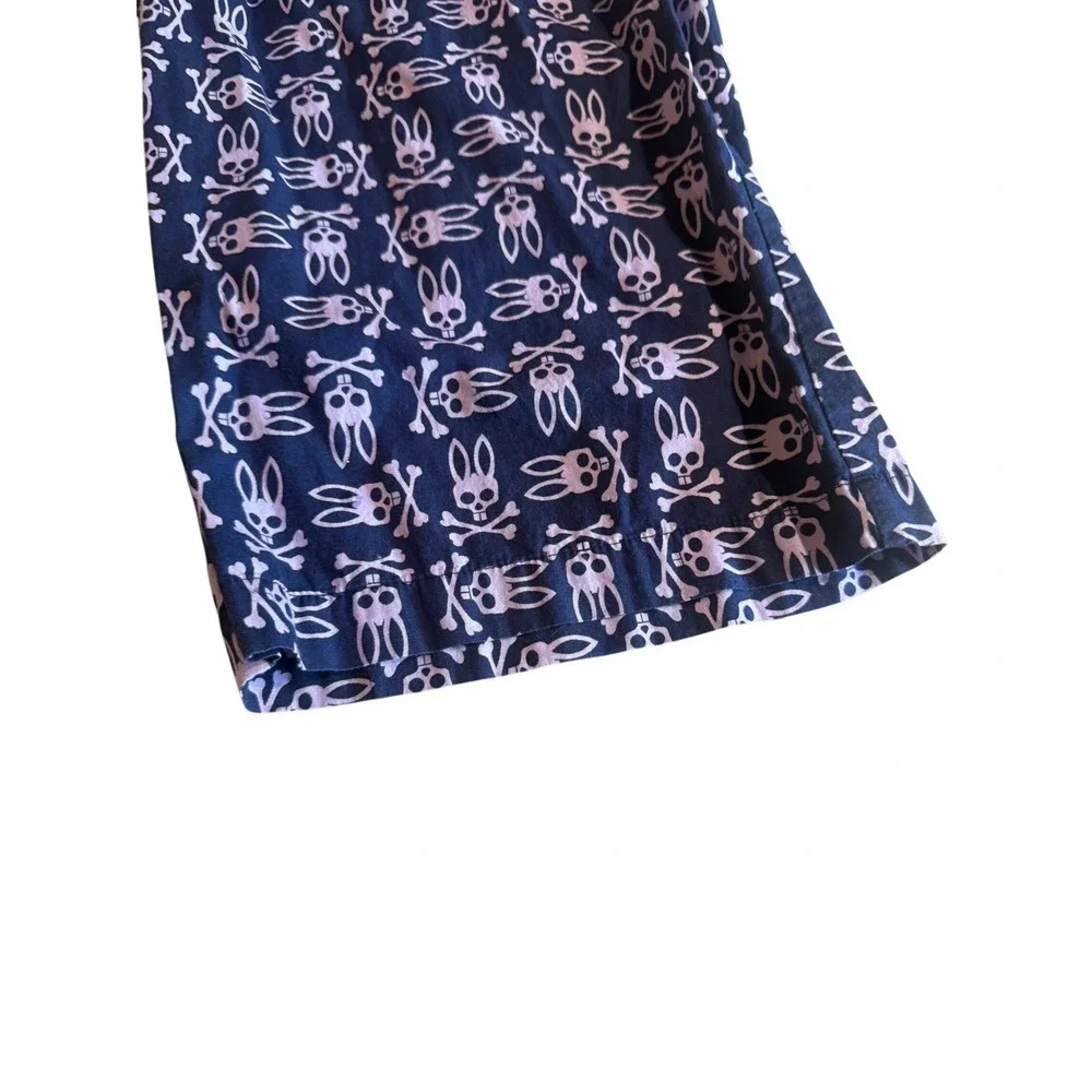 Psycho Bunny Mens Pajama Pants XL Navy Blue Pink‎ Logo Print Cotton Lounge Sleep